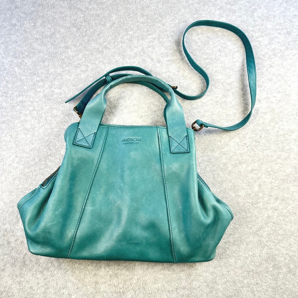 American Leather Co Daiquiri Green Ada Triple Entry Satchel Crossbody Handbag